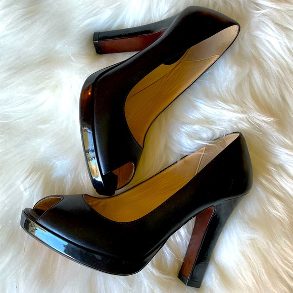 Cole Haan Black peep toe heels, 7 - Picture 1 of 15
